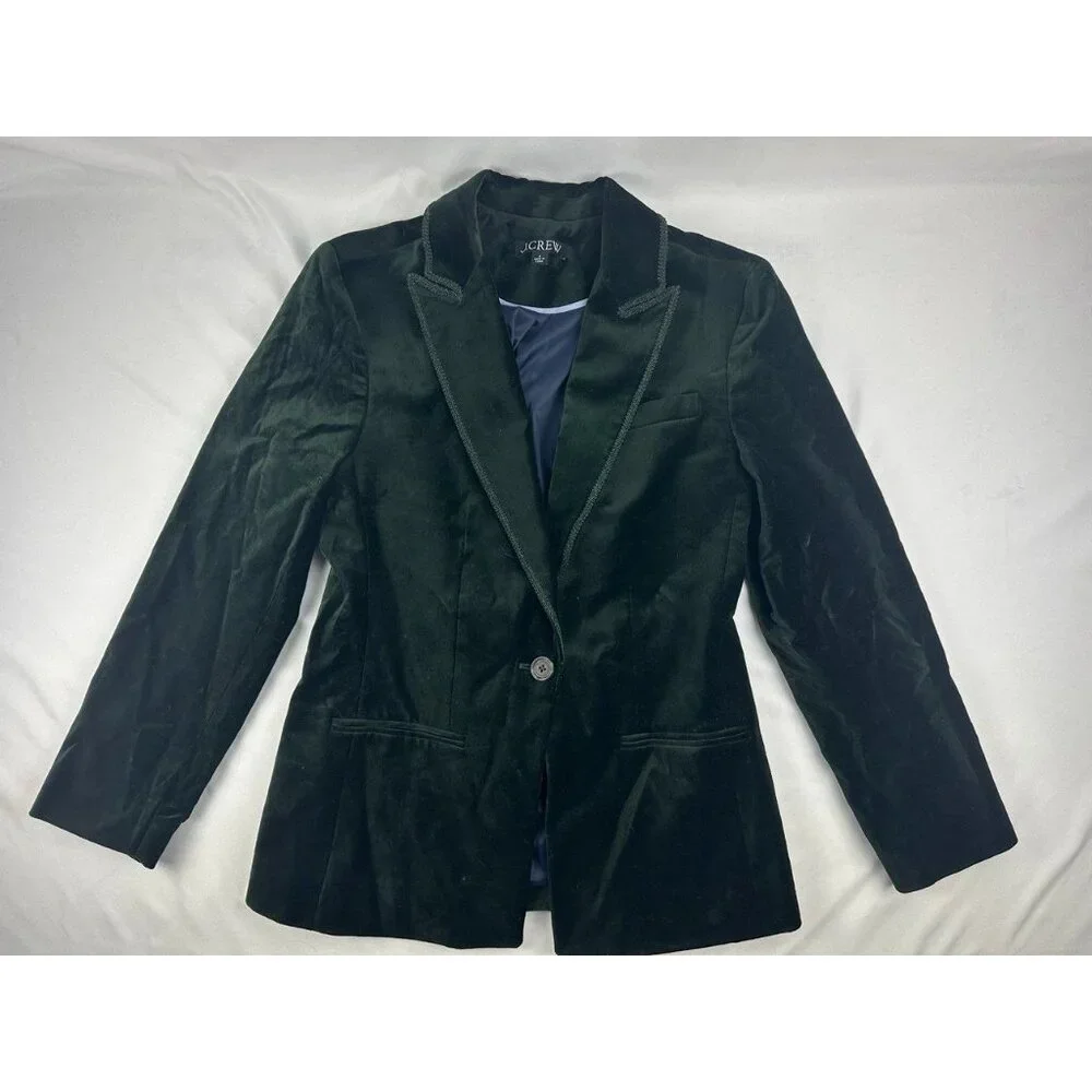 J.Crew Alexandra Velvet Blazer Italian Formal Holidays Lux CF274 Emerald Green 4 - Picture 2 of 10